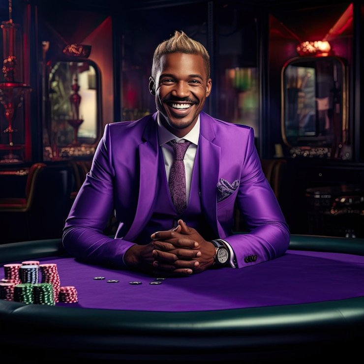 Baccarat table with card shoes and player seats
